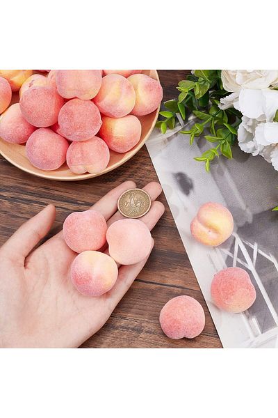 erorex 30Pcs Mini 1.3 Inch Artificial Fruit Peach Simulation Peach Realistic Fake Fruit Peach For Floral