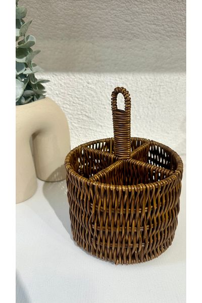 Decamor home Организатор за лъжици от ратан в кафяво