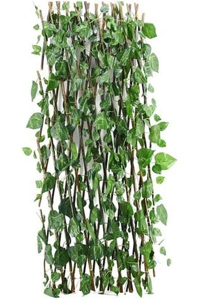 erorex Artificial Plant Leaves Wooden Fence Green