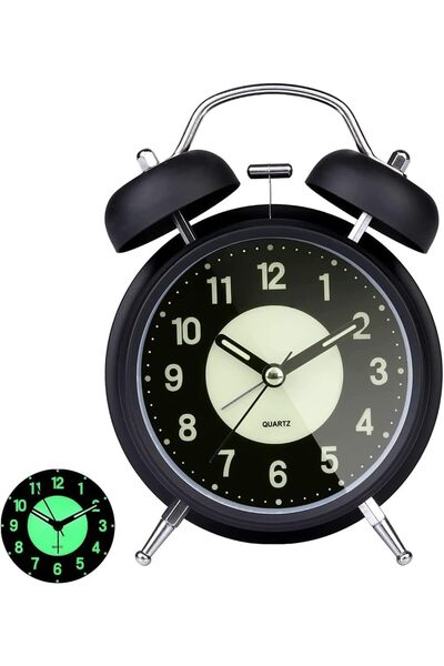 erorex ساعة منبه فائقة الصوت صامتة لا تصدر صوتًا مزعجًا لمن ينامون بعمق، ساعة منبه كلاسيكية بجرسين مزدوجين مع