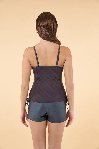Estiva Slim Flow Line Patterned Tankini - Gray