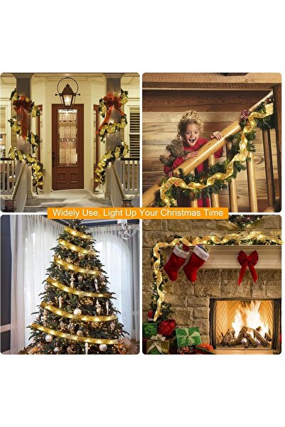erorex 2 Pack Ribbon Fairy Lights 10M 2X5M 100 Led Ribbon Lights Tree Ribbon Battery Powered Lights Xmas