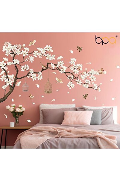 erorex Chinese Style White Flowers Black Tree And Flying Birds For Offices Home Walls Bedroom Study Room