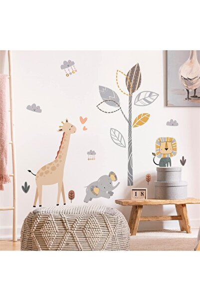 erorex Safari Elephant Tree Wall Decals Peel And Stick Giraffe Stickers Jungle Nursery Wallpaper Boho