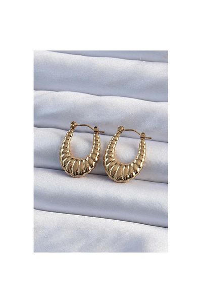 Skygo Gold Colored 316L Diamond Cut Women's Earrings - Tj-Bkp9488