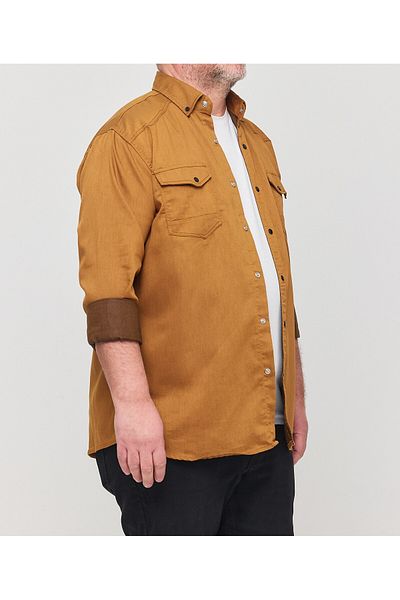 YXC Trend Maker Ανδρική μουστάρδα διπλής τσέπης Lycra Plus Size (5XL Κατάλληλο για 110-115 KG)
