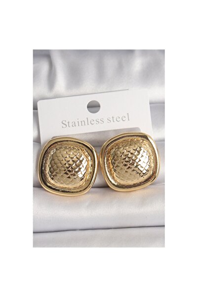 Skygo Brass Gold Color Embroidered Square Model Women's Earrings - Tj-Bkp10149