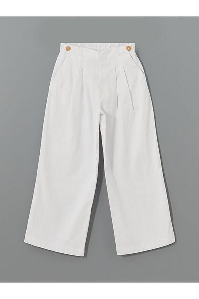 LC Waikiki Elastic Waist Linen Blended Girls' Trousers