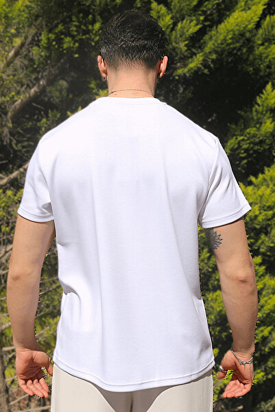 EydaMoon Ανδρικό μπλουζάκι από ύφασμα Modal White Relaxfit Soft Touch χωρίς ρυτίδες