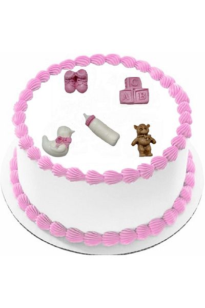 Pasta9 Pink Color Baby Girl Cake Figure from Sugar Dough
