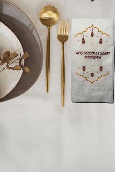 Amentes 50-Piece Welcome Ey City Ramadan Napkin Decor Motto Napkin Iftar Time...