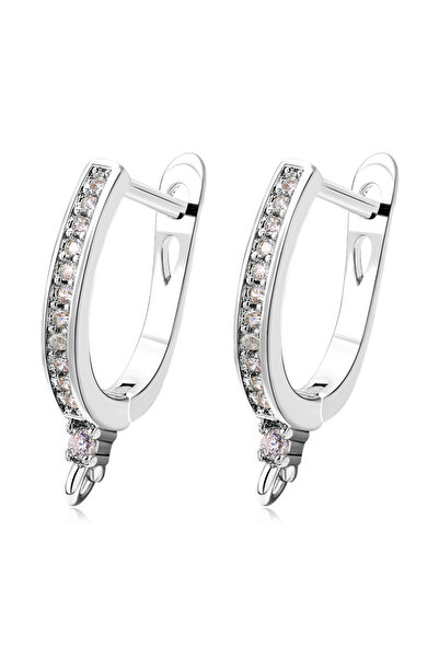 Choice زوج واحد - قطعتان من أقراط الأذن المصنوعة يدويًا من الذهب الأبيض عيار ...