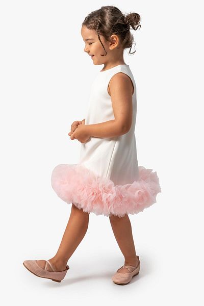 Magu Girl's Dress with Tulle Detail – Sleeveless, Stylish and Special for Everyday