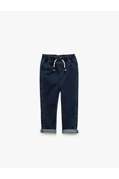 Koton Elastic Waist Buttoned Pocket Indigo Baby Boy Jean Trousers 5Smb40029Td
