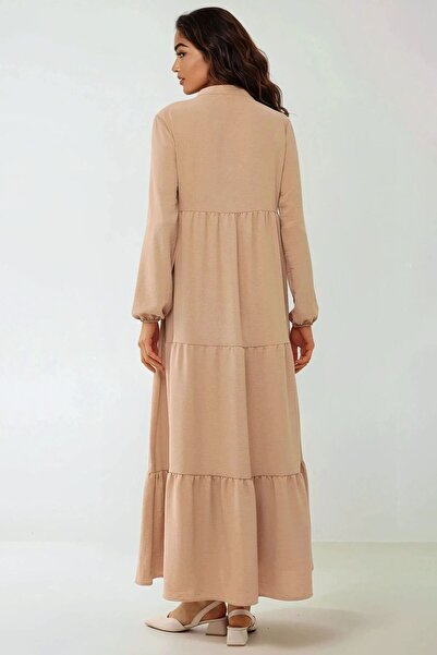 Hiccup Textured Tie Detail Crew Neck Modest Dress