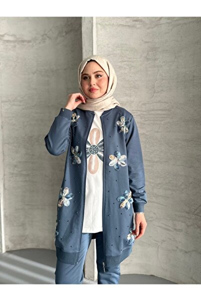 moda4b Suit Women's Hijab 3 Pieces, Two Yarn Fabric N-05420 _ Gray