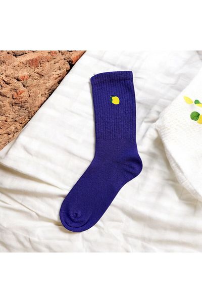 MODA Colorful Design Fruit Lemon Embroidered Socket Unisex Socks