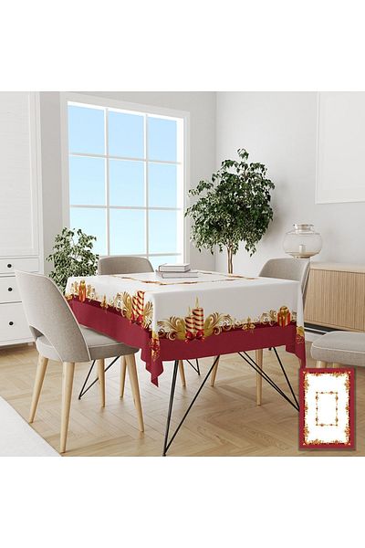 yok yok evim eve dair her şey Christmas Candle Patterned Tablecloth