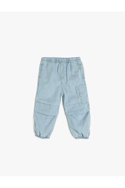 Koton Pantaloni de jeans pentru bebeluși, bumbac, parașuta, albastru, 5smb40004td