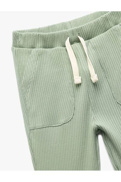Koton Cotton Waist Lace-Up Green Baby Boy Sweatpants 5Smb40079Tk