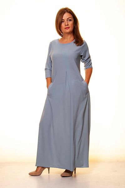 sharin Rochie lungă cu buzunar lungă Baby Blue pentru damă A3-4042