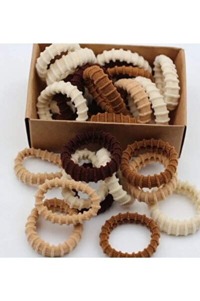 Genel Markalar Kadın Kahverengi Ultra Esnek Tırtıklı 20 Adet Havlu Lastik Toka