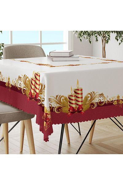 yok yok evim eve dair her şey Christmas Candle Patterned Tablecloth