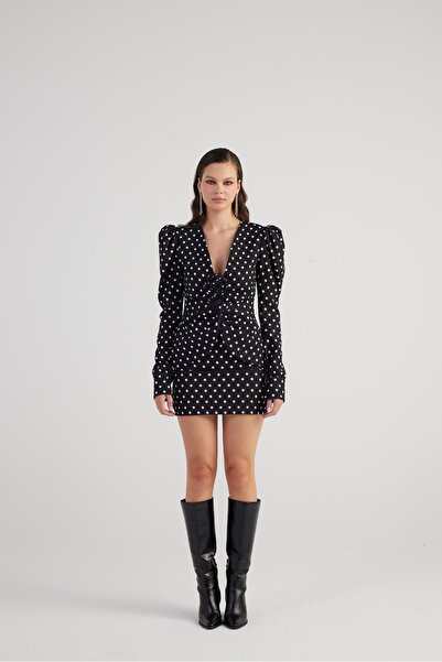 HOLLY LOLLY Black Wilma Blazer - Watermelon Sleeve Jacket with Polka Dots and Rose Accessories