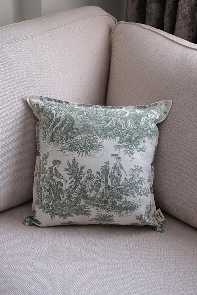 Beige & Stone Διακοσμητική μαξιλαροθήκη 45x45 με πράσινο vintage σχέδιο