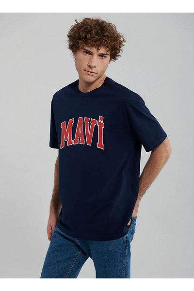 Mavi Ανδρικό μπλουζάκι με άνετο μοτίβο με στάμπα με λογότυπο