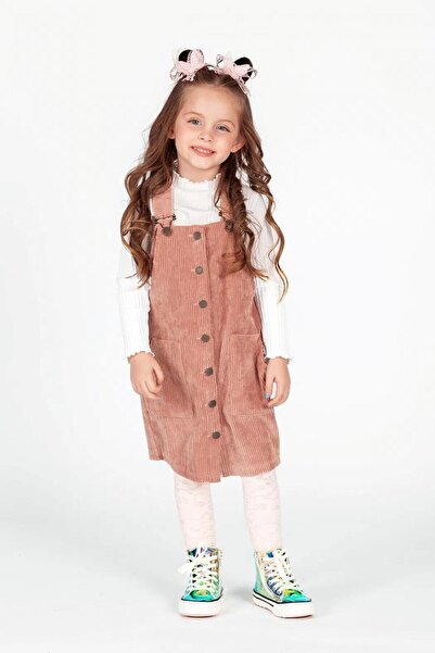 MOW فستان بناتي مخملي مخملي مزود بأزرار للإغلاق مكون من قطعتين