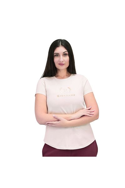 Giordano Women's Cotton Jersey Crew Neck Logo Print Tee