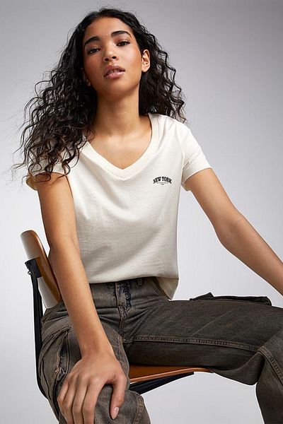 Superlife Superlife Women's V-Neck New York Tshirt Spr25Tsk20