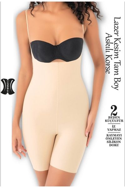 Por Favor 2 Size Reducer Laser Cut Full Length Corset with Straps