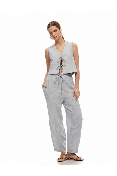 Koton New Season Front Tie Detailed V-Neck Crop Vest
