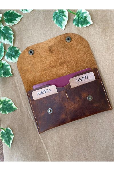 ALESTA LEATHER (Writing Name) Family Size Passport Cover - Genuine Leather Handmade