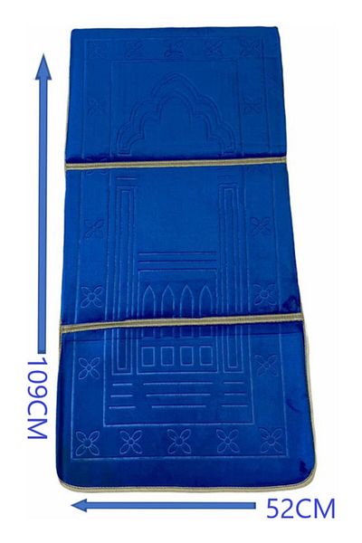 smart home Foldable Prayer Mat And Backrest Blue 109 x 52cm