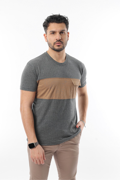 Rodrigo Men's Crew Neck Basic Color Block Comfortable T-Shirt