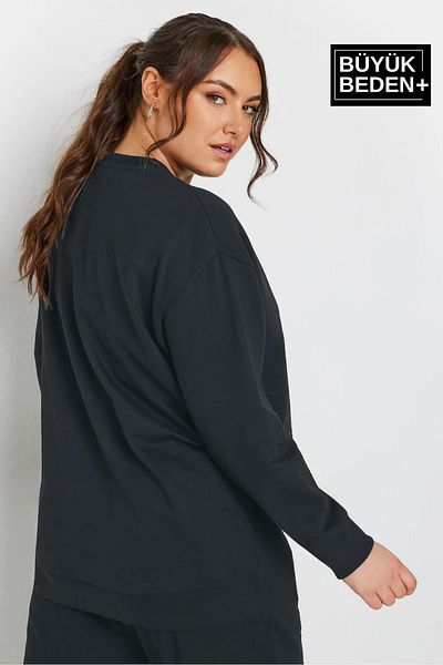 Superlife Süperlife Women's Plus Size Crew Neck Thin Sweatshirt Spr24Bswk56