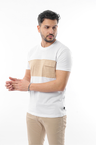 Rodrigo Men's Crew Neck Basic Color Block Comfortable T-Shirt