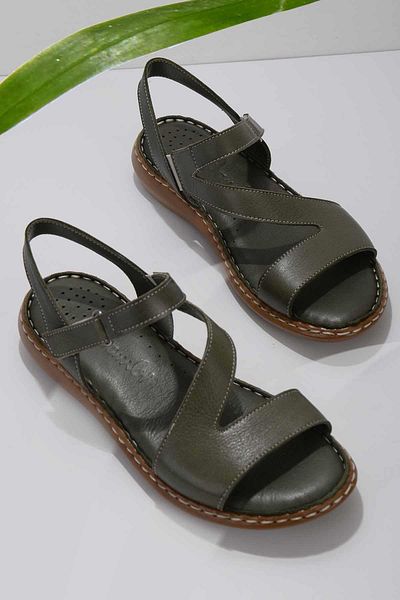 Bambi Green Genuine Leather Women's Sandals K05907021603