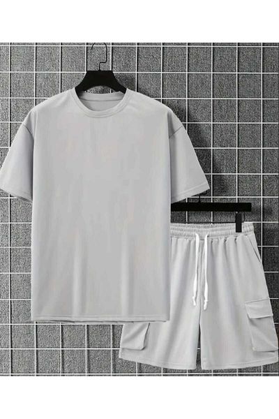 FULL TOLERANCE Plain Unprinted Comfortable and Modern Fit Oversize Crew Neck Colorful Bottom Top Men's Set