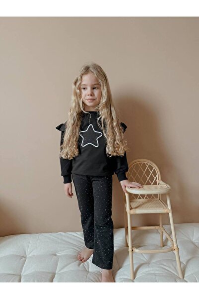 YİGİT BUTİK Yigit Boutique Stone Printed Spanish Trotting Girl's Bottom Top Suit