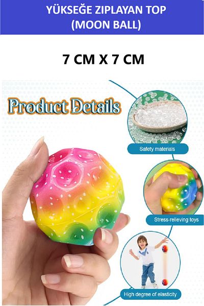 ZETCONCEPT Moon Ball (Ball Jumping Toward the High) - 7 cm - Super Fun Space Ball-Patterned - Space Ball Bouncy Ball