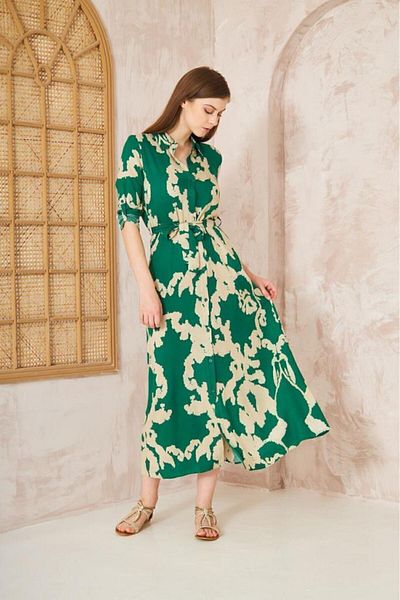Yıldızistan Rochie de vară cu centură 100% viscoză - mânecă lungă, croială strânsă - 700- 3413350