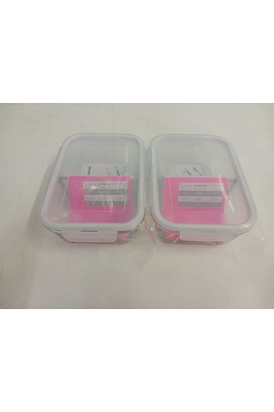 LAV Feyzade Fresco Two Section Ziplock Glass Storage Container Set of 2 1120Cc Rectangular (Frs-297)
