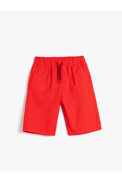 Koton Cotton Basic Shorts with Tie Waist Pocket Detail