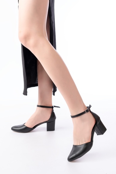 DURUNUN BUTİĞİ Παπούτσια με τακούνι Rondon Black Round Toe (5 cm τακούνι).