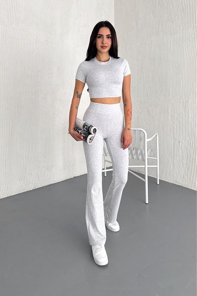 MOZENA Ribbed Leggings Crop - Two Piece Set