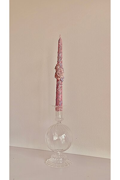 inrobert 3D Pembe Gül Şamdan Mum